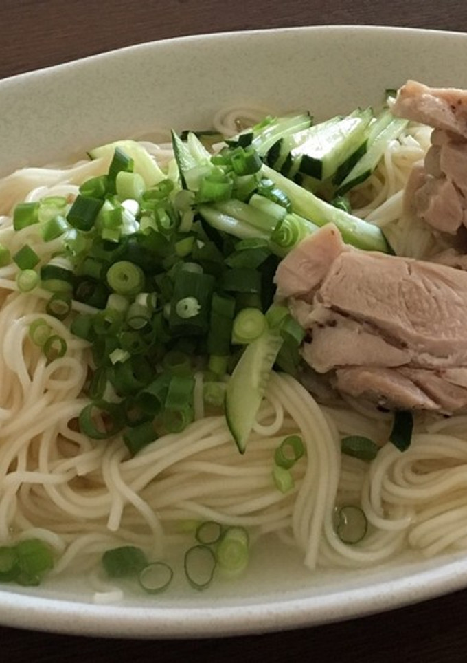 簡単蒸し鶏のアジア風そうめん-レシピのメイン写真