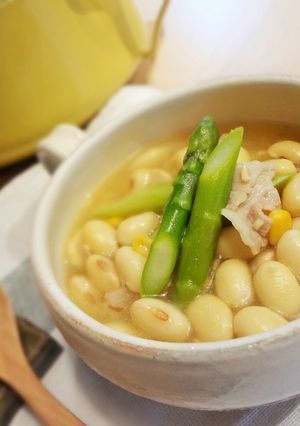簡単！アスパラと大豆のとろりんスープ-レシピのメイン写真
