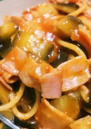 ナスとベーコンのミートソースパスタ-レシピのメイン写真