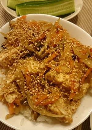 厚揚げと野菜の甘味噌丼-レシピのメイン写真