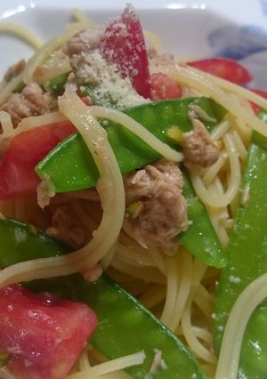 絹さやとツナのパスタ-レシピのメイン写真