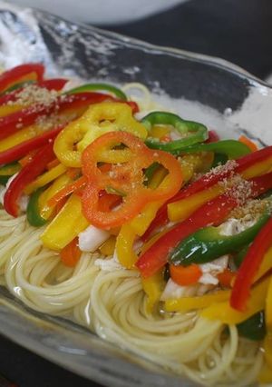 ピーマンナムルの冷麺風パスタ-レシピのメイン写真