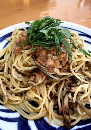 簡単♡旨っ！舞茸と納豆の和風パスタ-レシピのメイン写真