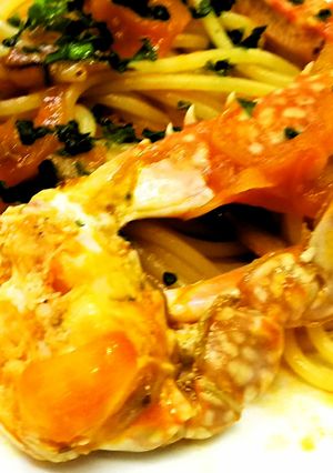 ピリ辛パスタ！ワタリガニのアラビアータ-レシピのメイン写真