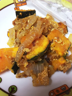 簡単朝ごはん☆かぼちゃと玉ねぎ炒め-レシピのメイン写真