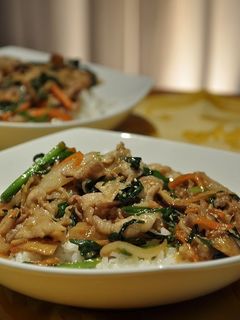 豚肉とニラのみそ炒め☆どんぶり-レシピのメイン写真