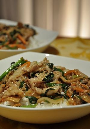 豚肉とニラのみそ炒め☆どんぶり-レシピのメイン写真