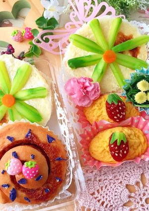 アスパラお花のオープンサンド♡オムアート-レシピのメイン写真