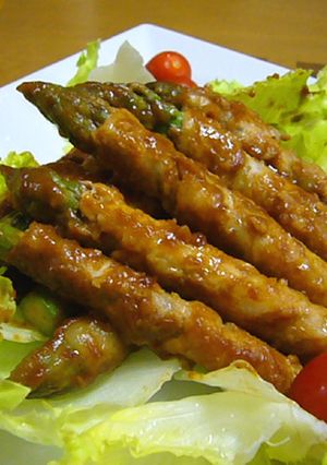 豚アスパラ巻き　みそぽん酢味（丸新本家）-レシピのメイン写真