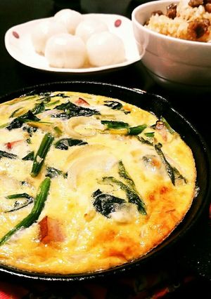 ほうれん草とトマトのオープンオムレツ-レシピのメイン写真