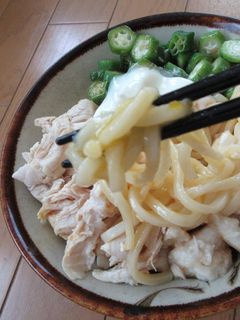 鶏ささみと長芋とオクラのぶっかけうどん-レシピのメイン写真