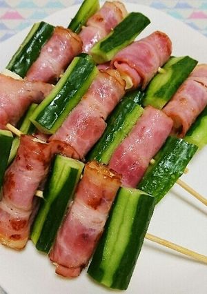 ベーコンチーズときゅうりの串焼き風♪-レシピのメイン写真