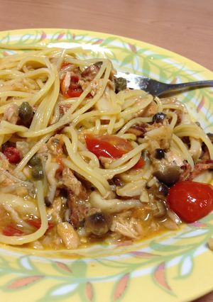 ミニトマトとツナキノコアンチョビパスタ♪-レシピのメイン写真