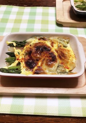 アスパラとポテトのチーズ焼き！鍋いらず☆-レシピのメイン写真