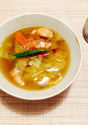 簡単コクうま！鶏皮ダシの野菜スープ-レシピのメイン写真
