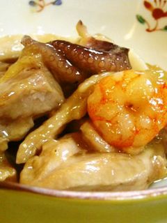 鶏肉とシーフードの黒酢炒め-レシピのメイン写真