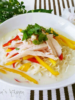チキンとパプリカの♥冷やし豆乳塩ラーメン-レシピのメイン写真