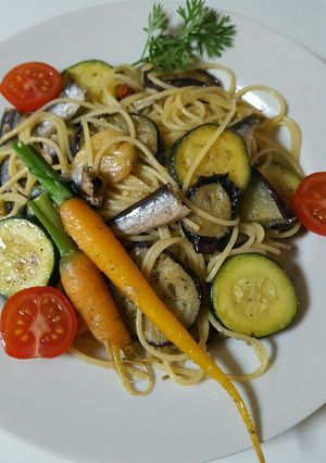 焼き夏野菜とオイルサーディンのパスタ-レシピのメイン写真