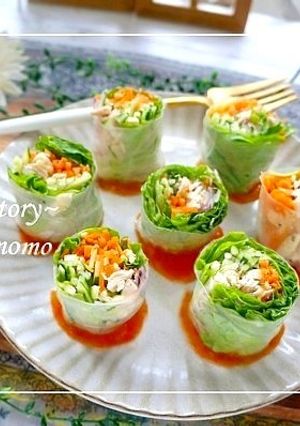 生春巻きのコツ♪野菜とチキンの生春巻き-レシピのメイン写真
