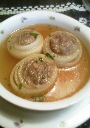 タマネギの肉詰めスープ煮-レシピのメイン写真