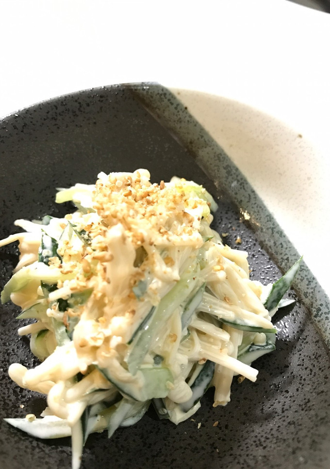材料これだけ！キュウリとえのきのマヨ和え-レシピのメイン写真