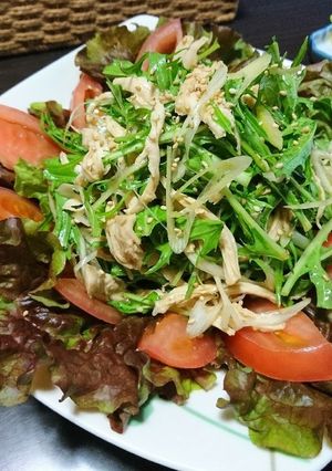 鶏むね肉と水菜の中華風サラダ-レシピのメイン写真