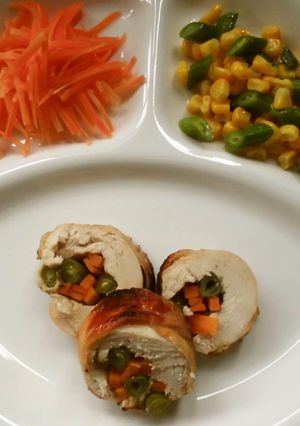 にんじんtoいんげんでチキンロール！-レシピのメイン写真