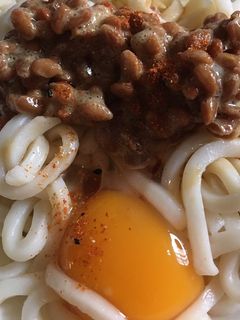 栄養かつ節約!納豆の生卵ぶっかけうどん-レシピのメイン写真