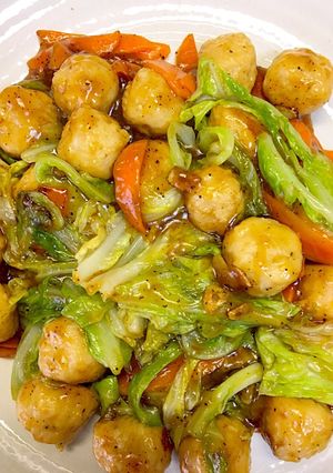 簡単な肉団子とキャベツの甘酢あんかけ炒め-レシピのメイン写真