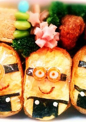 頑張れ！ミニオンズいなり弁当♪キャラ弁✱-レシピのメイン写真