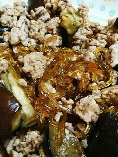 ご飯に合う!茄子と春雨とひき肉の甘辛炒め-レシピのメイン写真