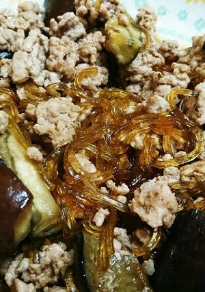 ご飯に合う！茄子と春雨とひき肉の甘辛炒め-レシピのメイン写真