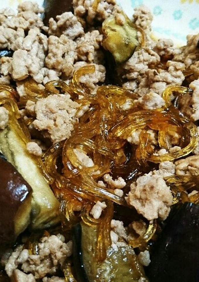 ご飯に合う！茄子と春雨とひき肉の甘辛炒め-レシピのメイン写真