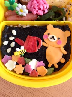 簡単♡お花に水やりくまちゃんのキャラ弁-レシピのメイン写真
