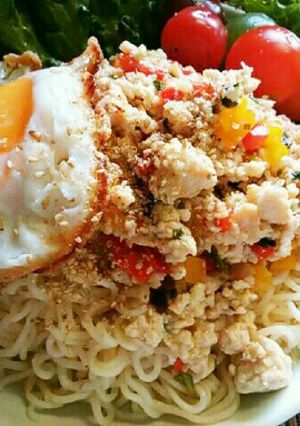 大葉と鶏挽き肉のガパオ風冷やし麺-レシピのメイン写真