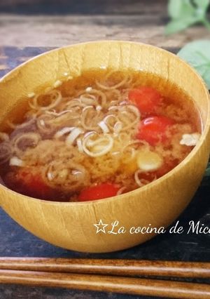 みょうが香る＊ミニトマトの味噌汁＊-レシピのメイン写真
