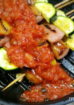 ズッキーニの夏野菜アラビアータ串焼き-レシピのメイン写真