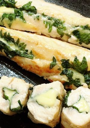 簡単♬ササミ大葉チーズ焼きガーリック風味-レシピのメイン写真