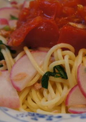 ラディッシュとトマトのスパゲティ-レシピのメイン写真