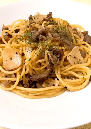 にんにくたっぷり♪牛肉の和風パスタ-レシピのメイン写真