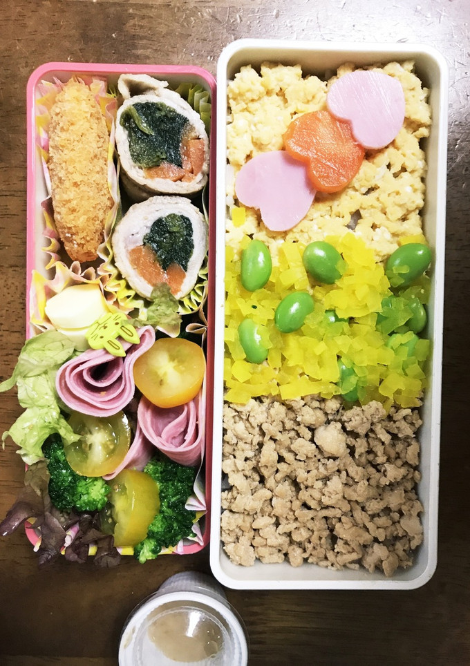 肉巻きとそぼろ弁当-レシピのメイン写真