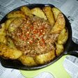 豚こまとポテトたっぷりのアヒージョ炒め