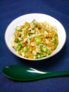 ダイエット!生オクラ納豆+大麦-レシピのメイン写真