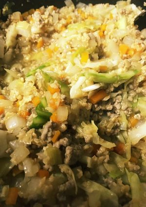 ヨシダソースで簡単！ひき肉野菜炒め-レシピのメイン写真