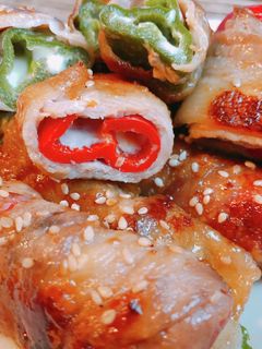 ピーマンとチーズの肉巻き☆甘辛豚バラ巻き-レシピのメイン写真