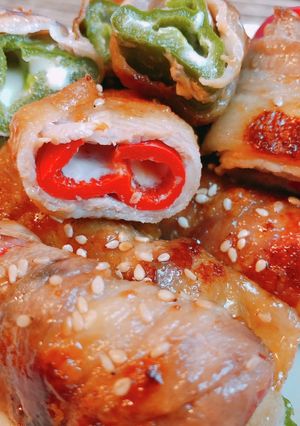 ピーマンとチーズの肉巻き☆甘辛豚バラ巻き-レシピのメイン写真