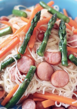 旬の味！アスパラのそうめんチャンプルー-レシピのメイン写真
