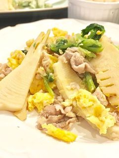 筍と小松菜の豚バラ卵炒め-レシピのメイン写真