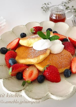HMde簡単♡ふわふわ〜スフレパンケーキ-レシピのメイン写真