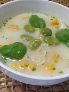 そら豆とコーンの冷やしラーメンスープ-レシピのメイン写真